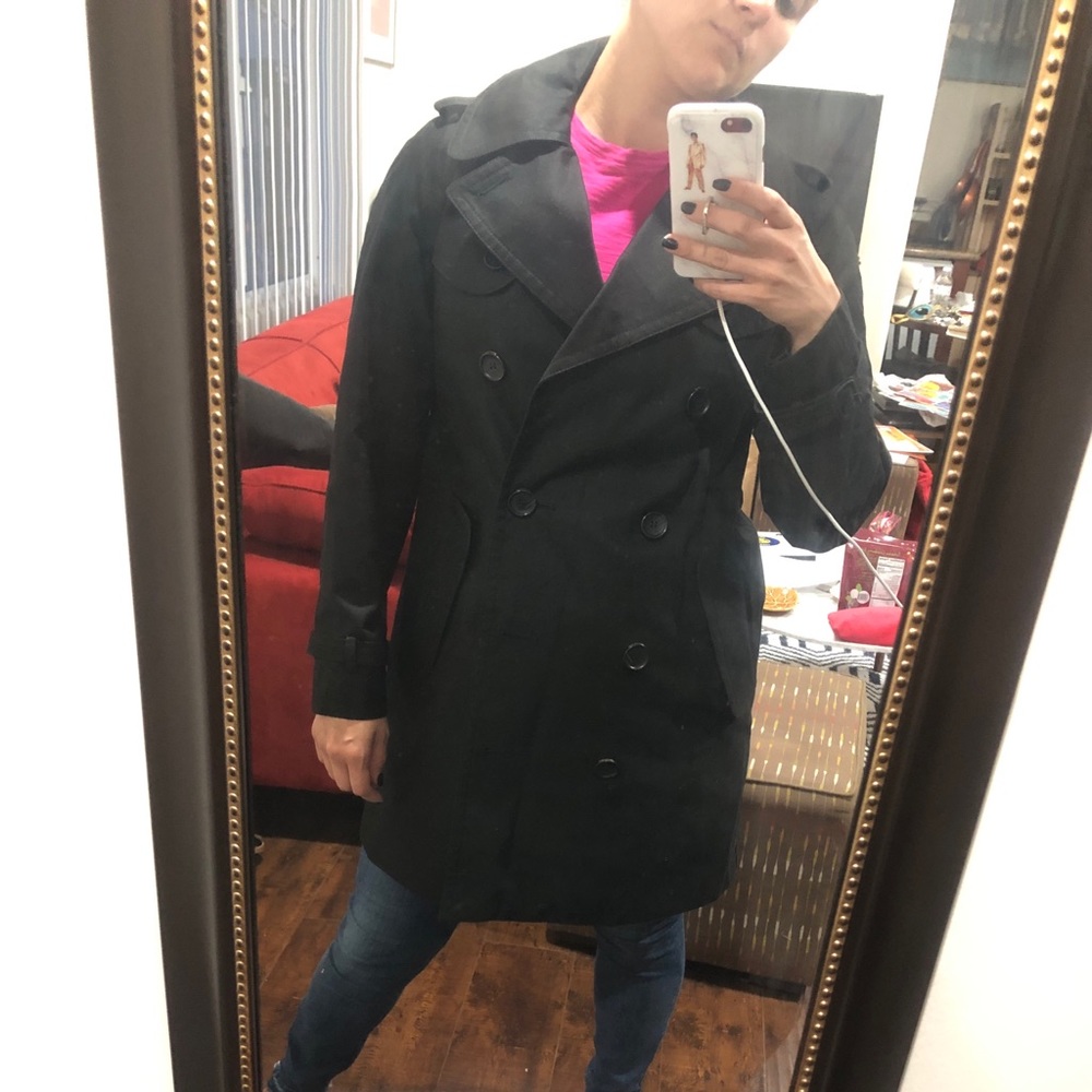 NWT Coach Black Mid-Length Trench-coat Sz. 4